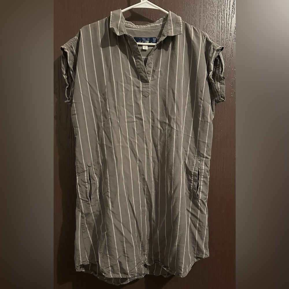 Blue Rain Gray Striped Women’s Dress